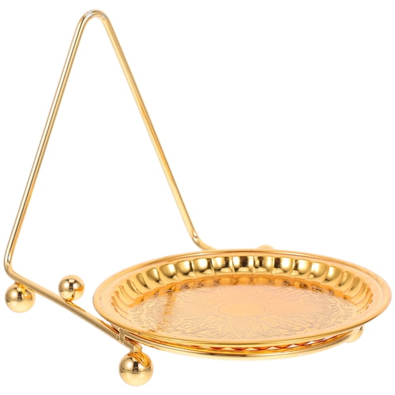 WEAVILUX Golden Iron Tea Cup with Saucer Display Stand for Kitchen Organization and Elegant Home Decor