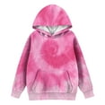 thumbnail image 4 of Kids Tie Dye Hoodie Pullover Sweatshirt Long Sleeve Soft Casual Hooded Top with Front Pocket for Girls, 4 of 4