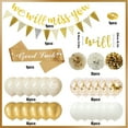 thumbnail image 2 of We Will Miss You Banner, Gold Sand White Party Decorations with Good Luck Balloons Triangle Flag Banner Confetti Balloon for Retirement, 2 of 7