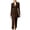 Brown, variant on Women's Waist Cinched Blazer Dress, V Neck Long Sleeve Single Breasted Slit Midi Dress, Bodycon Slim Fit Work Office Business Daily Dress Brown XL