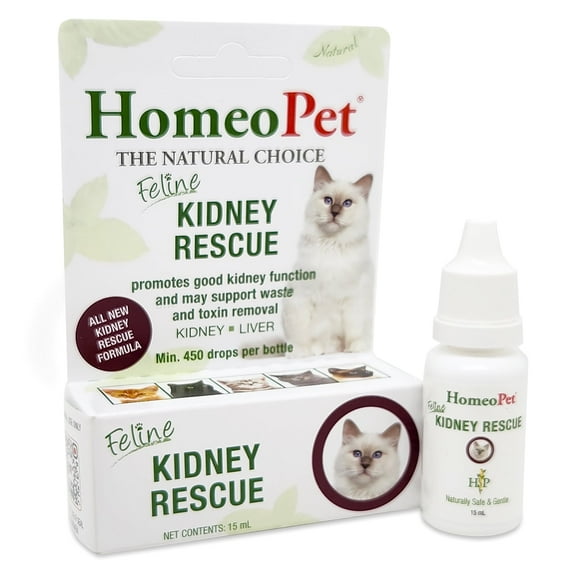 HomeoPet Feline Kidney Rescue Renal Health Supplement Solution for Cats, 15-Milliliter Bottle