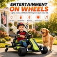 thumbnail image 5 of Conchico 12V Electric Drift Go Kart for Kids, Powered Ride on Toy Car with Rear Swivel Wheels, Water Spray Function, Cup Holder for Boys Girls Ages 3-8, Green, 5 of 9