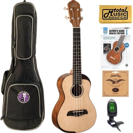Oscar Schmidt OU500C Comfort Series Concert Ukulele, Spruce Top w/Padded Gigbag,Tuner,Strings,Book & PC, OU500C COMPBK