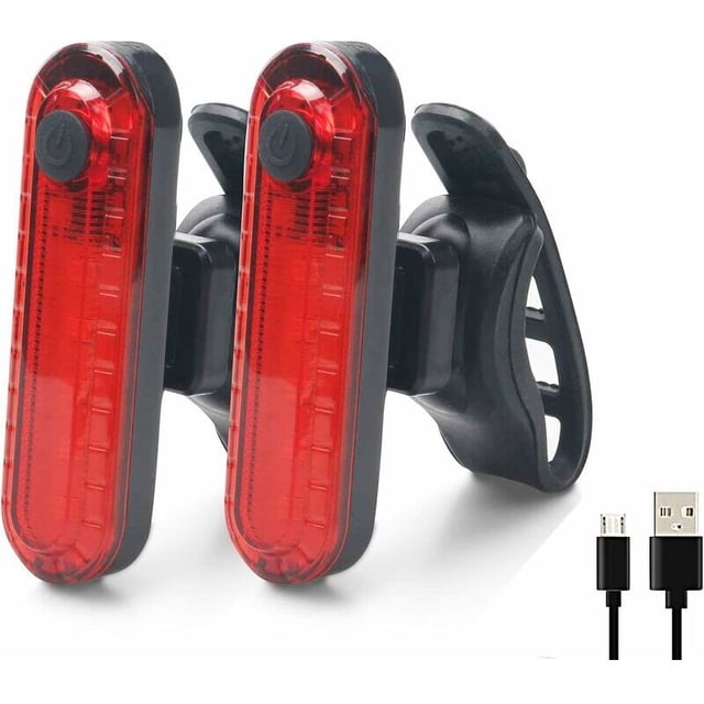 Luces traseras para bicicleta: 2 piezas de luces traseras para bicicleta, lámpara trasera para bicicleta LED COB recargable por USB, 4 modos de iluminación para garantizar la seguridad y la visibilida