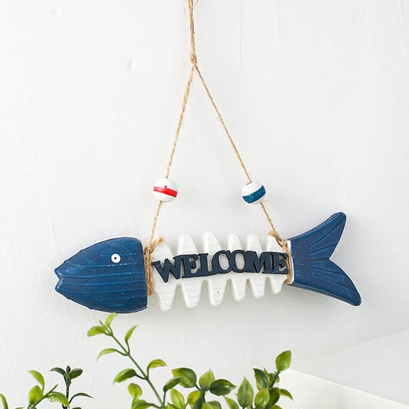 SWETRACE Nautical Wall Decor Blue Wooden Hanging Plaque Mediterranean Style Ornament