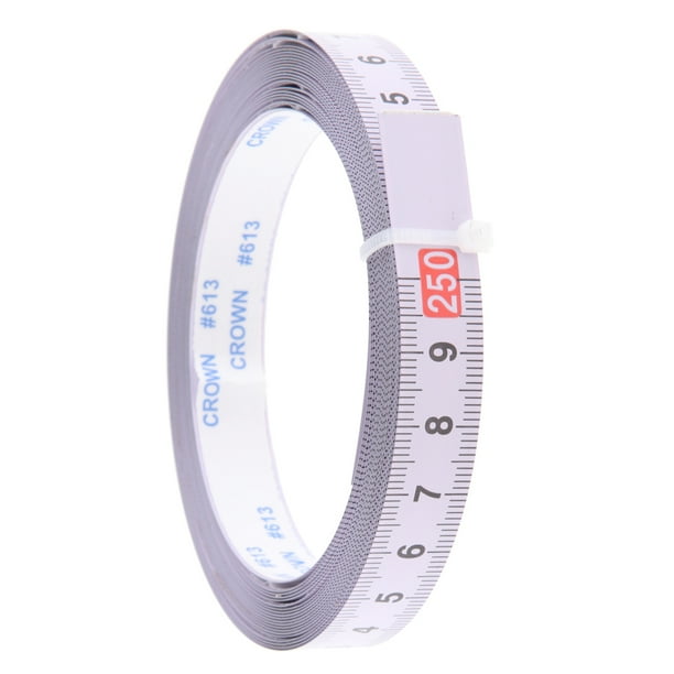 Cinta adhesiva para riel de sierra ingletadora de mesa, respaldo autoadhesivo, regla métrica de acero para carpintería medio (2.5m-0-2.5m)