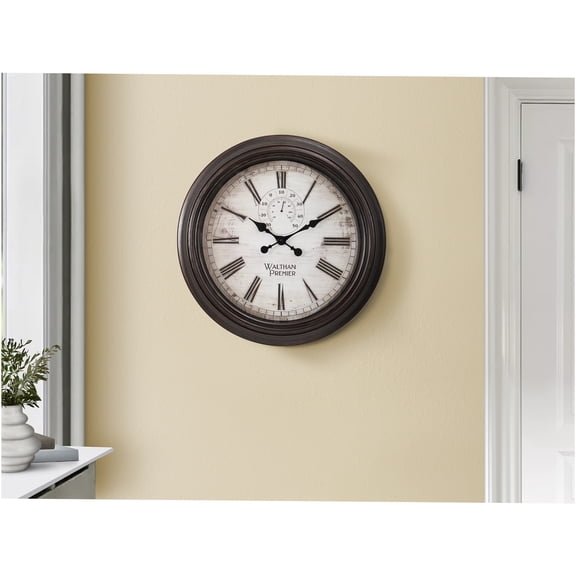 JERFIT 20 Inch Round Wall Clock with Roman Numerals, Silent Non-Ticking Quartz Movement, Brown Vintage Finish for Living Room, Kitchen, Office Decor