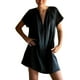 thumbnail image 2 of mfyjkho Vestidos de fiesta para mujer, Vestido tubo recto multicolor con pliegues regulares, cuello en V, manga corta, informal, de color liso para mujer Vestidos largos para mujer l, 2 of 6
