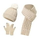 thumbnail image 1 of Conjunto de gorros y bufandas Prolriy para hombre y mujer, de lana cálida, para otoño e invierno, tres piezas, color beige, 1 of 4