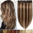 thumbnail image 3 of Benehair Clip In 100% Remy Real Hair Extensions Thick One Piece Hair Extensions Weft 3/4 Full Head Straight Hair Highlight Blonde Soft, 3 of 13