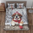 thumbnail image 2 of Playful Saint Bernard Welcomes Winter Snowy Day with Cardinal Bird Quilt Bedding Set St Dog Lover 1 Blanket Bed Cover 2 Pillowcases - 12017, 2 of 5