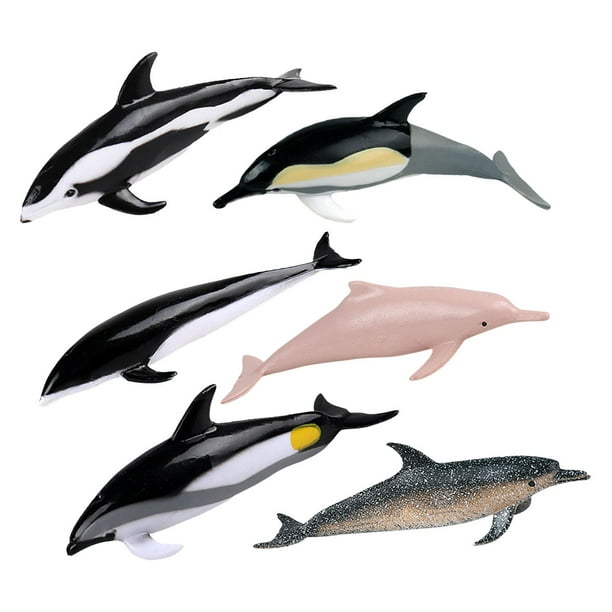 Mini figuras de delfines pintadas A mano CUTICAT 6 uds estatuilla de animales