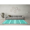 thumbnail image 3 of Ahgly Company Machine Washable Indoor Round Oriental Turquoise Blue Industrial Area Rugs, 3' Round, 3 of 4