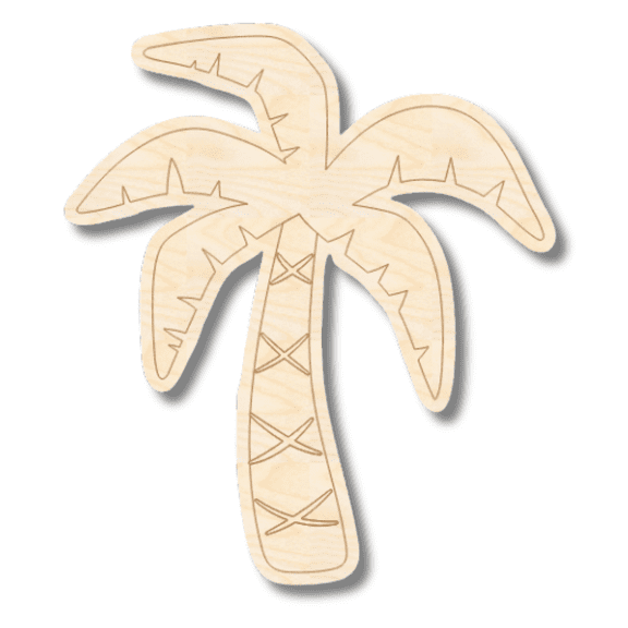 Unfinished Wood Etched Palm Tree Shape | Paint By Line Crafts 3" / 1/4"