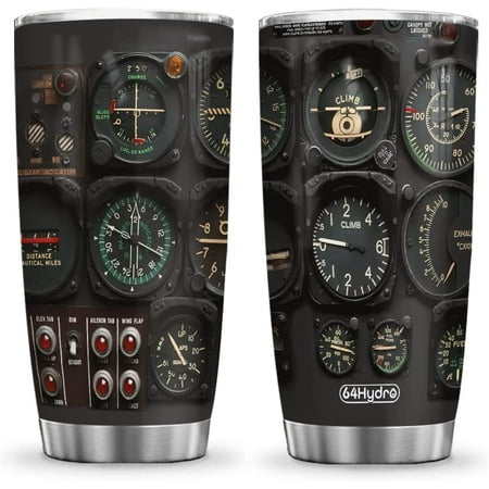 

20oz Pilot Gauges Gifts For Dad Husband From Daughter Son Birthday Fathers Day Anniversary for Him Tumbler Cup with Lid Double Wall Vacuum Insulated Travel Coffee Mug - HLM0303009Z