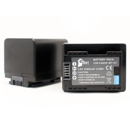 2x Pack - UpStart Battery Canon HF R40 Decoded Battery - Replacement for Canon BP-727 Digital Camera Battery (2400mAh  3.6V  Lithium-Ion)