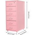 thumbnail image 3 of 6 Drawer Mobile File Cabinet,Vertical File Cabinet with Lock, 11 * 16 * 27in Office Filing Cabinet Metal Storage Cabinet for Home,Office. (Pink), 3 of 9
