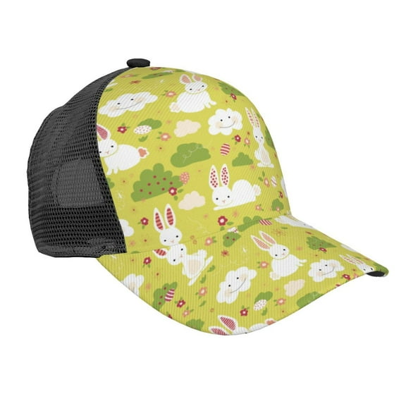 Picia Easter Bunny Pattern Trucker Hat,Baseball Cap,Sun Protection Cap,Stylish Headwear,Leisure Cap,Outdoor Sports Cap