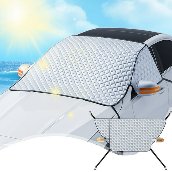 Amacok Car Windshield Snow Cover, Ice Frost Hail Removal Cover, Winter & Summer Car Windshield Sunshade, Waterproof Windproof Protector for Suvs Trucks Cars