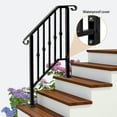 thumbnail image 4 of Ktaxon 2-Step Outdoor Handrails, Wrought Iron Railing, Exterior Hand Railing for Garage, Porch, Garden Outdoor & Indoor (Matte Black), 4 of 13
