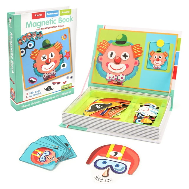 Divertido libro magnético inteligente para niños, rompecabezas de dibujos animados 3D, juego de entrenamiento cerebral, juguetes educativos para niños, regalo, juguete de Navidad