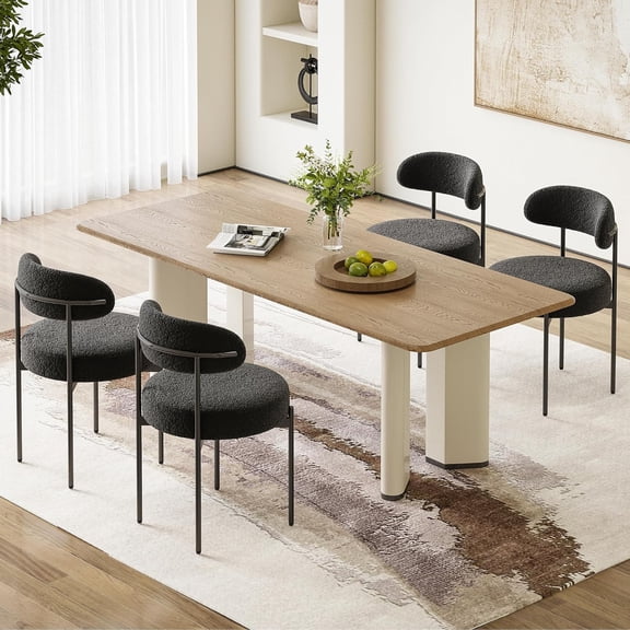 Farini Mid-Century Modern Dining Chairs Set of 4, Upholstered Kitchen Chairs with Metal Legs for Dining Room, Living Room, Cafe, Black