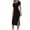 #192-Black, variant on Women Summer French Square Neck Side Split Slim Knit Dress Short Sleeve Solid Color Midi Length Elegant Casual Daily Wear Dresses Gift