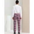 thumbnail image 5 of Unique Bargains Men's Dress Pants Casual Flat Front Stretch Business Plaid Pants 28 Pink Navy, 5 of 6
