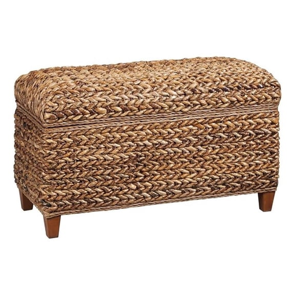 Laughton Hand-Woven Banana Leaf Storage Bench Amber