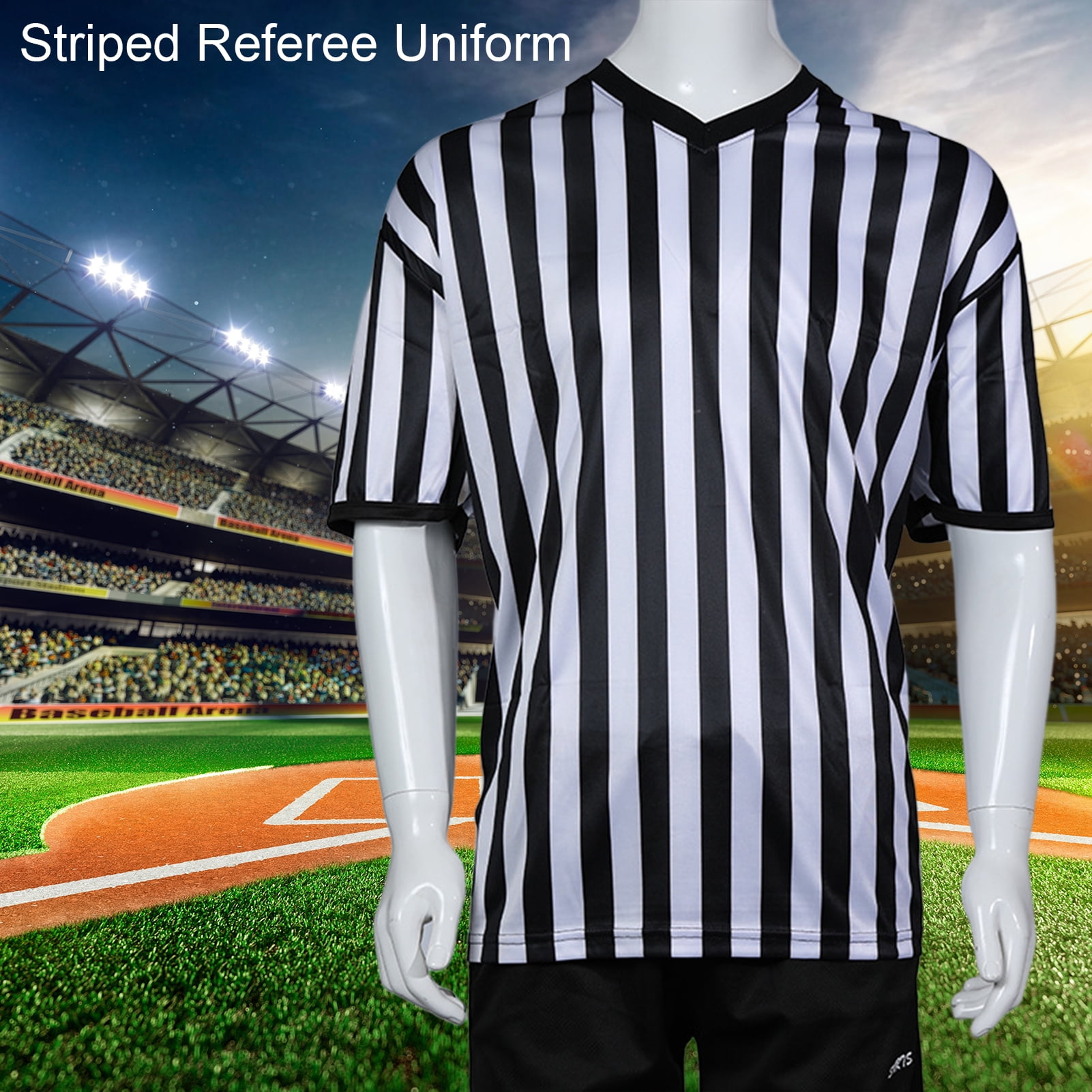  Tchumum Referee Shirt Men Womens Soccer Ref Costume Jersey,  V-Neck Striped Professional Official Sports Referee Shirt : Sports &  Outdoors