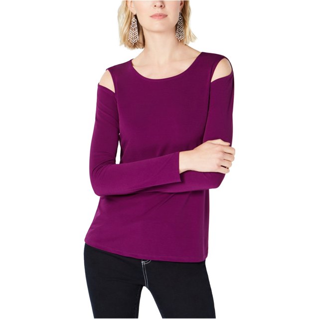 INC Blusa con hombros descubiertos para fiesta en el jardín para mujer, Púrpura, X-Large I-N-C Hombro frío