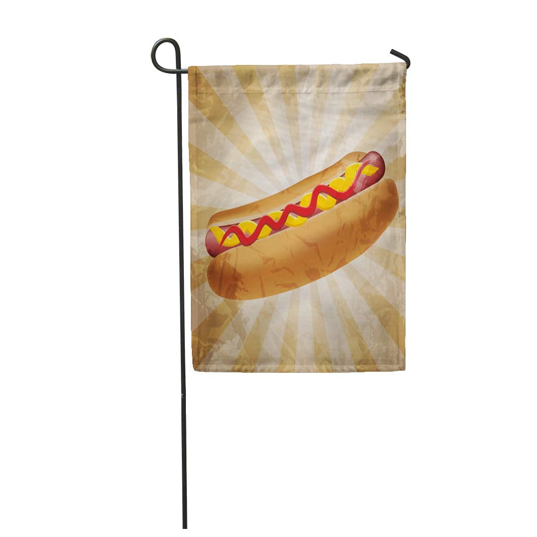 KDAGR Red Hotdog Realistic Hot Dog Mustard Summer Vintage Wiener Aged