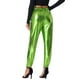 thumbnail image 3 of Pantalones metálicos holográficos brillantes de cintura alta para fiesta INSPIRE CHIC para mujeres M Verde Brillante, 3 of 6