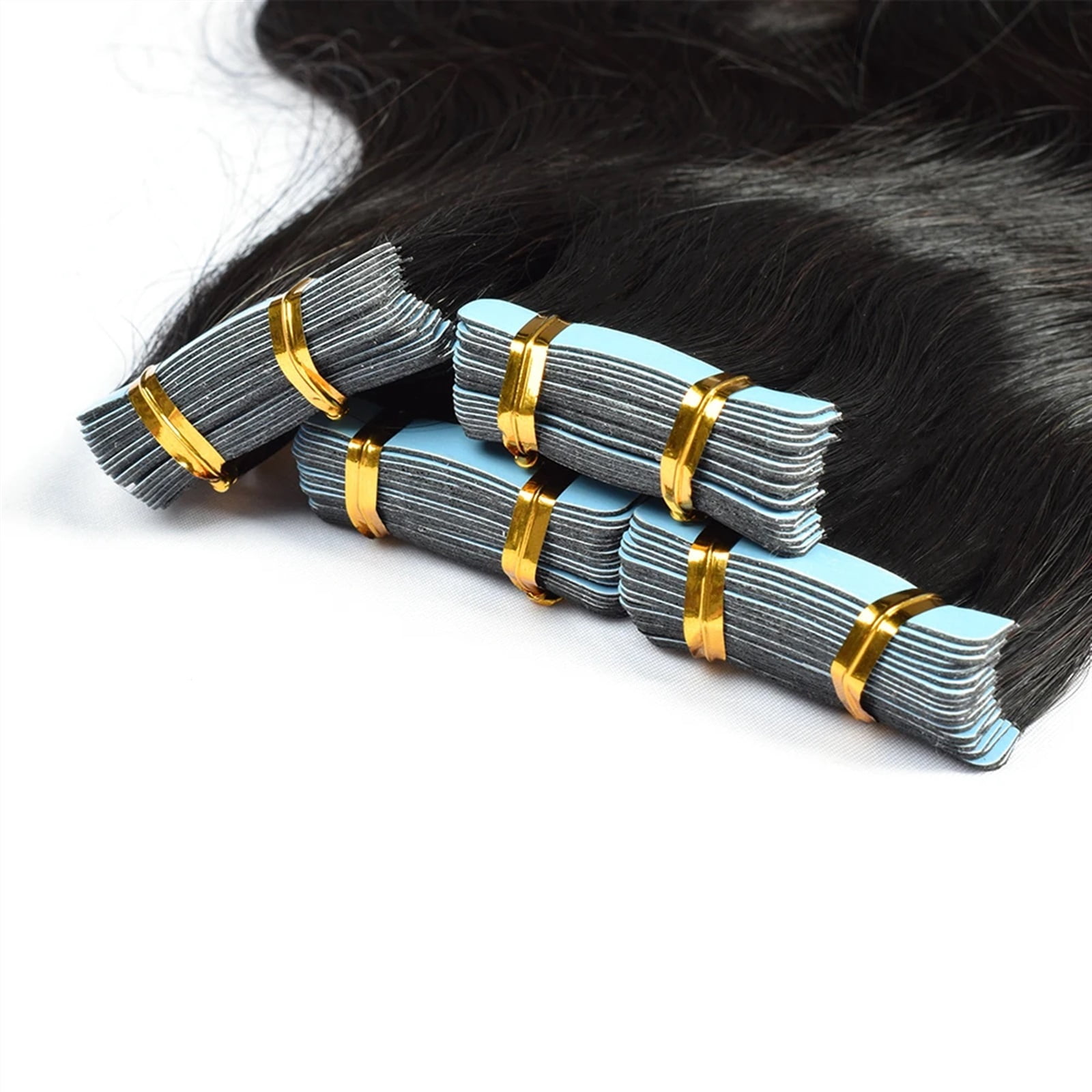 Body Wave Tape in Hair Extensions Human Hair, Black Natural Hair Body Wave Tape in Hair Extensions Tape in Real Hair Thick End Skin Wefts