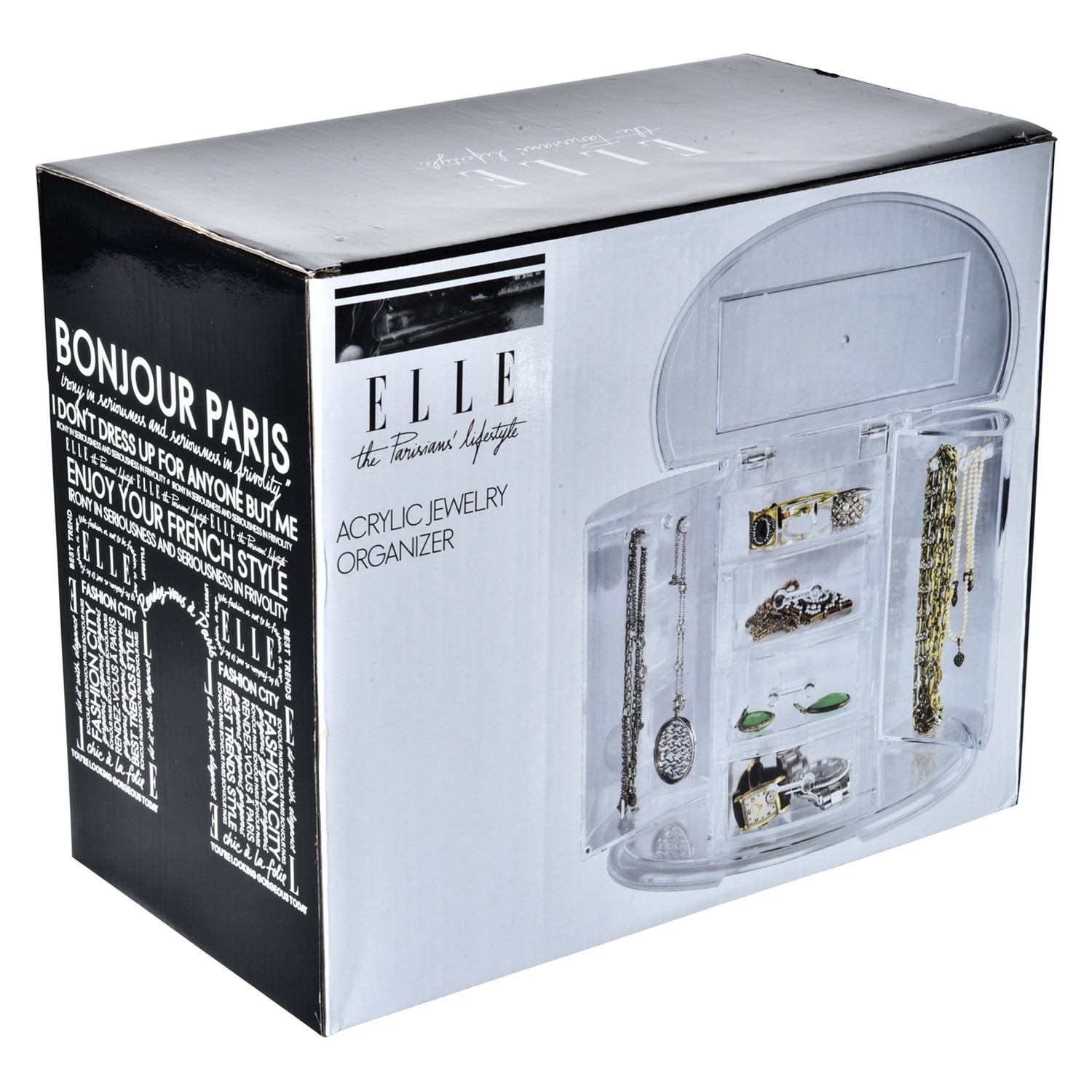 ELLE Clear Acrylic Jewelry Organizer, 10.75 In. x 6 In. x 9 In.