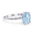 thumbnail image 2 of Solitaire Accent Oval Women Engagement Ring Simulated Aquamarine 925 Sterling Silver, 2 of 5