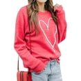 thumbnail image 3 of TWZH Women Round Neck Long Sleeve Heart Print Casual Regular Fit Tops Shirt, 3 of 6