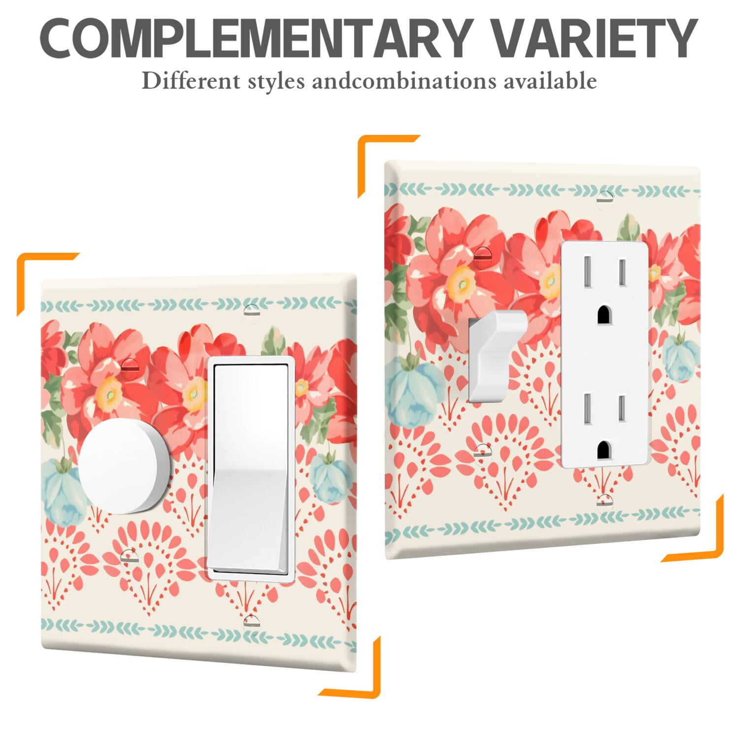 Toggle Switch Wall Plate Combination/Pioneer Floral Decorator,1 Toggle 1 Rocker 4.5" x 4.6” Light Switch Cover, Polycarbonate Thermoplastic,Home Decor for Kitchen Living Room Bedroom Decorate