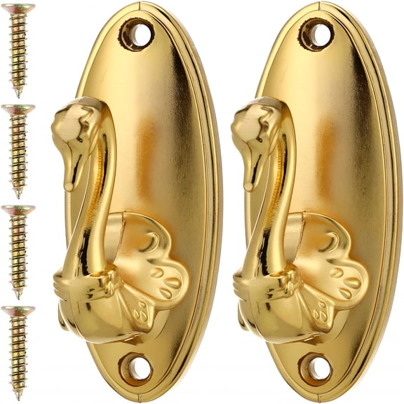 XIBUFE 2Pcs Curtain Holdbacks,Curtain Tiebacks,Vintage Swan Holdbacks Pair Golden Drapery Tieback Hooks for Living Room and Bedroom Window Treatment Hardware