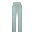 thumbnail image 6 of Womens Solid Cotton Linen Cropped Pants Elastic Waist with Drawstring Casual Loose Comfy Lounge Pants with Pockets, 6 of 7
