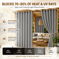 thumbnail image 4 of Lapalife Outdoor Curtains for Patio Waterproof W71xL84, Blackout Weighted Outside Curtains Weatherproof UV Resistant Privacy for Porch, Pergola, Light Gray, 1 Panel, 4 of 8