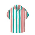 thumbnail image 2 of S-5X Big & Tall Shirts for Men Plus Size Short Sleeve Button-Down Collared T-Shirts Casual Lightweight Stripe Printed Beach Tees Tops, 2 of 5