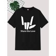 thumbnail image 1 of Camiseta informal y moderna con estampado "Share the Love" para niño, gris claro con estampado blanco, manga corta, cuello redondo, mezcla de algodón, ideal para salidas de verano y actividades al a, 1 of 6