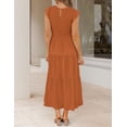 thumbnail image 3 of FUNING Women's 2025 Summer Casual Flutter Short Sleeve Crew Neck Smocked Elastic Waist Tiered Midi Dress, 3 of 7