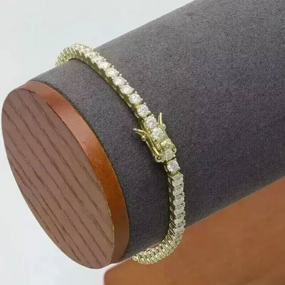 Womens Tennis Bracelet 8Ct Round Cut Lab Created Diamond 14K Yellow Gold Plated