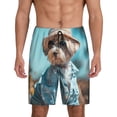 thumbnail image 1 of Fotbe Stylish Dog in Denim Outfit Pantalones Cortos de Pijama para Hombre, Ropa de Dormir, Pantalones de Pijama Cortos para Hombre-Small, 1 of 6