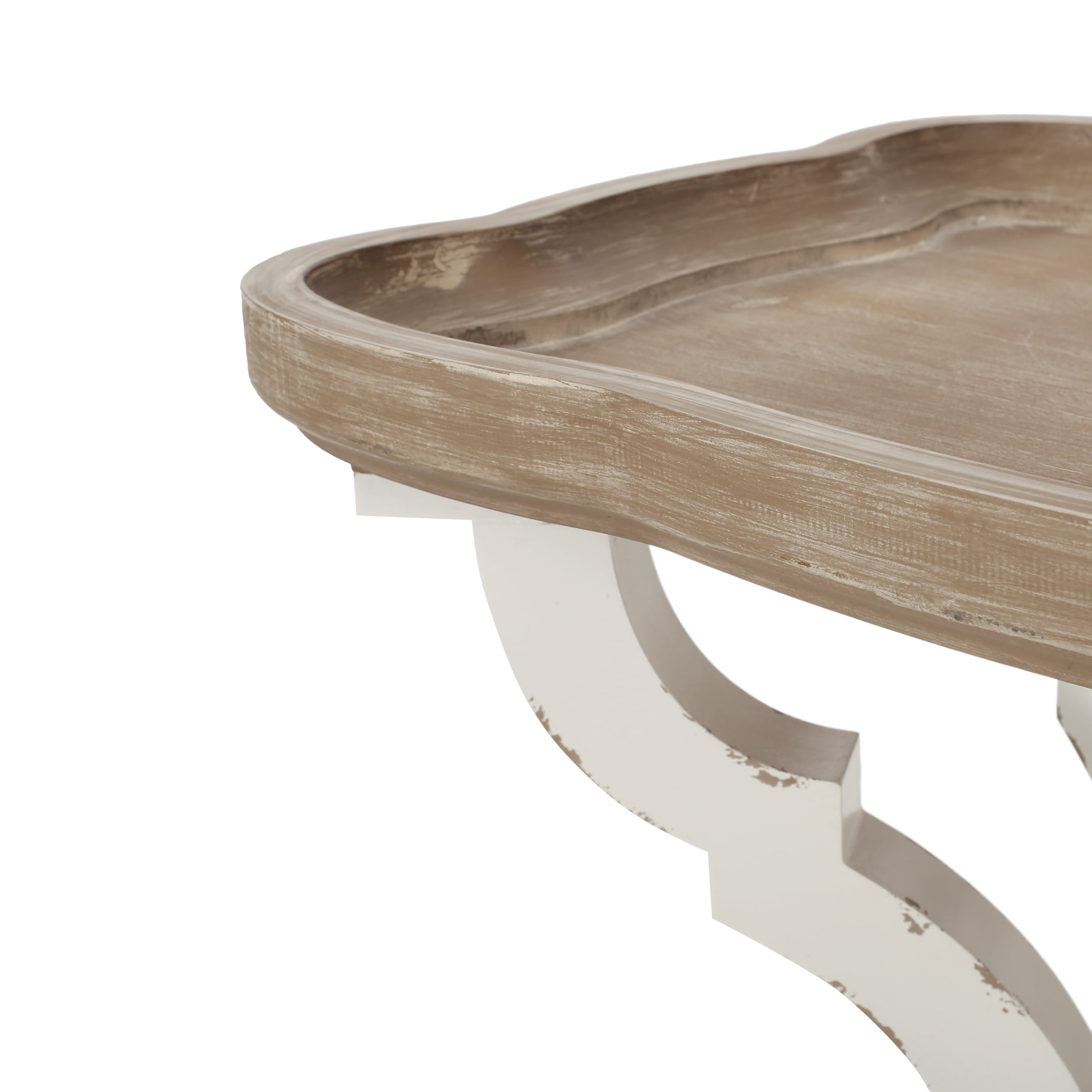 Noble House Noble House Ariyaan Fir Wood Accent Table, Distressed White, Natural