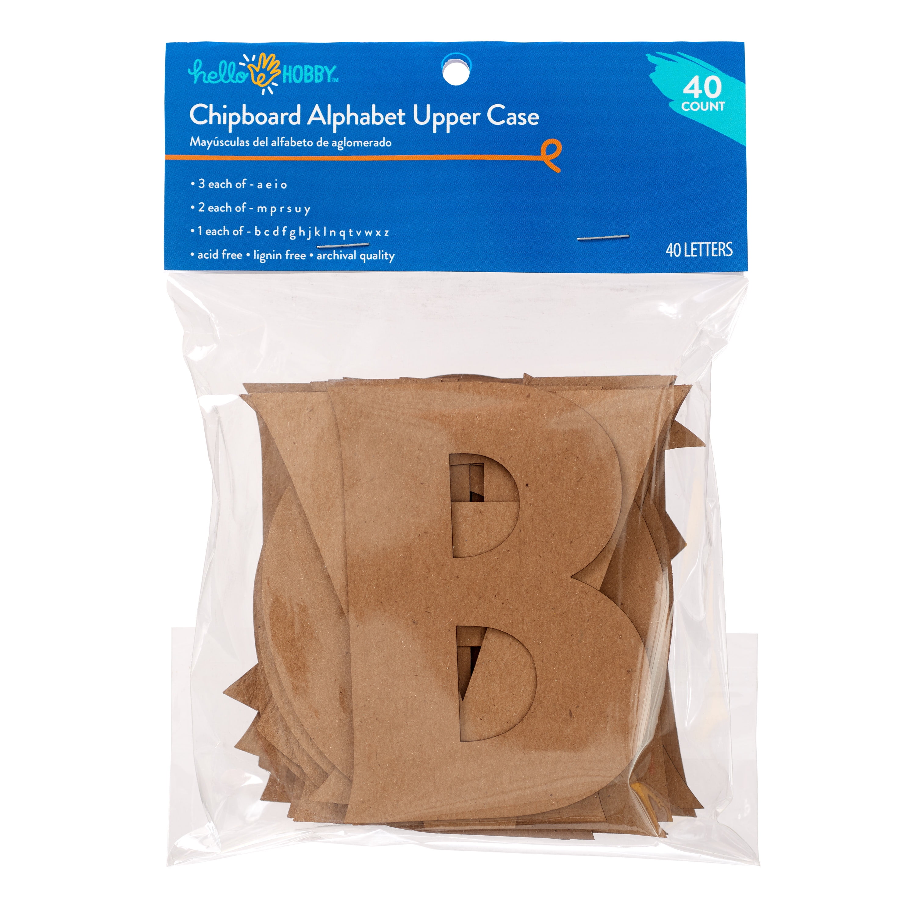(2 pack) Hello Hobby Chipboard Alphabet Upper Case, 40 Pieces