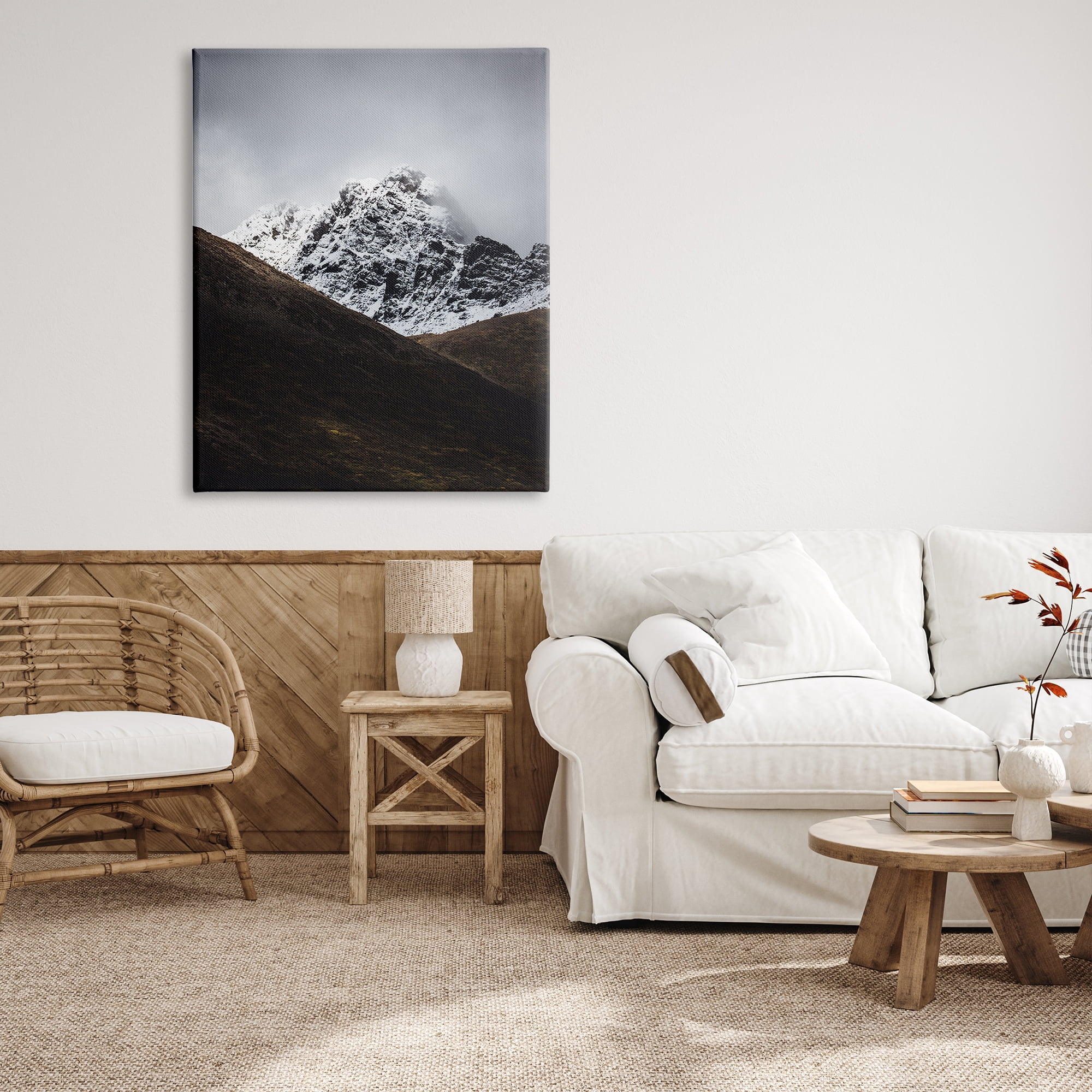 Stupell Industries Icy Mountain Valley Landscape Photography Gallery Wrapped Canvas Art Print Wall Art, 36 x 48