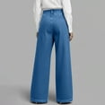 thumbnail image 5 of DPTALR Women's High Waist Wrap Front Wide Leg Jeans,Sky Blue,Women's Plus Size M, 5 of 7